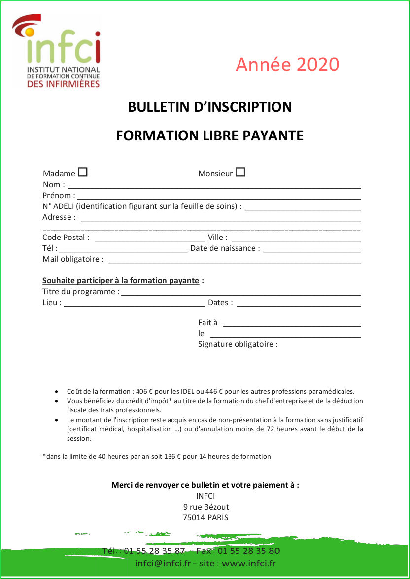 Bulletin d'inscription formation NGAP